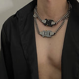 Hip Hop Punk Titanium Steel Street Safety Buckle Necklace