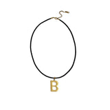 Punk B Letter Necklace Leather Cord Chain Accessories