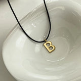 Punk B Letter Necklace Leather Cord Chain Accessories