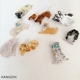 French Animal Dog Cat Hair Clip Shark Claw Hairpin for Girls