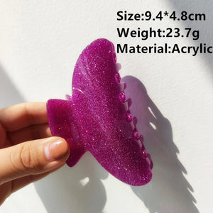 Pink Glitter Bath Barrette Hair Clip for Women