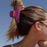 Pink Glitter Bath Barrette Hair Clip for Women