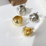 French Retro Silver Geometric Hoop Earrings for Women