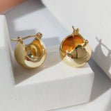 French Retro Silver Geometric Hoop Earrings for Women