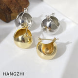French Retro Silver Geometric Hoop Earrings for Women