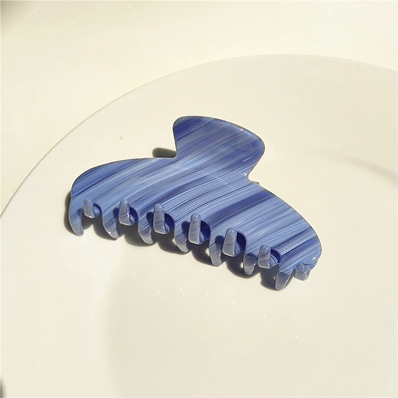 Striped Acetate Shark Clip Hair Claw for Women