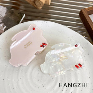 French Retro Animal Hair Clip Rhinestone Hair Claw for Women Girls