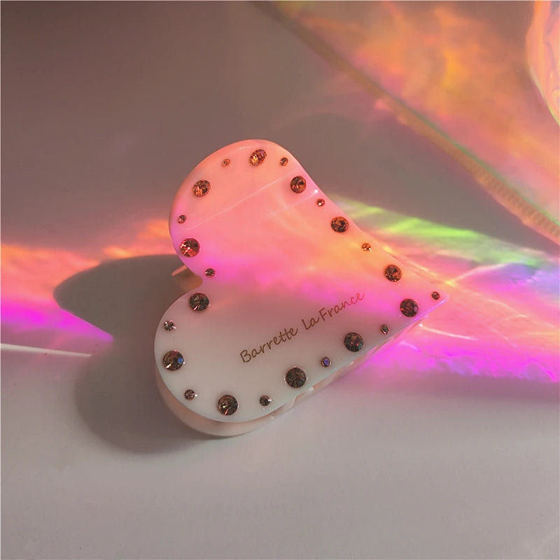 Colorful Zircon Heart Hair Clip for Women Girls Retro Headwear
