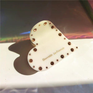 Colorful Zircon Heart Hair Clip for Women Girls Retro Headwear