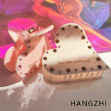 Colorful Zircon Heart Hair Clip for Women Girls Retro Headwear