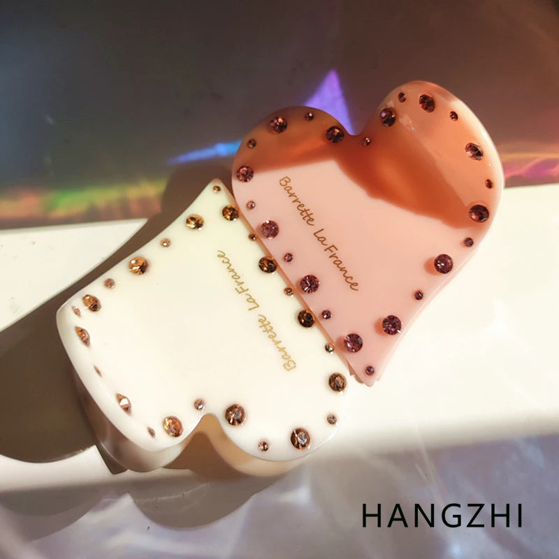 Colorful Zircon Heart Hair Clip for Women Girls Retro Headwear