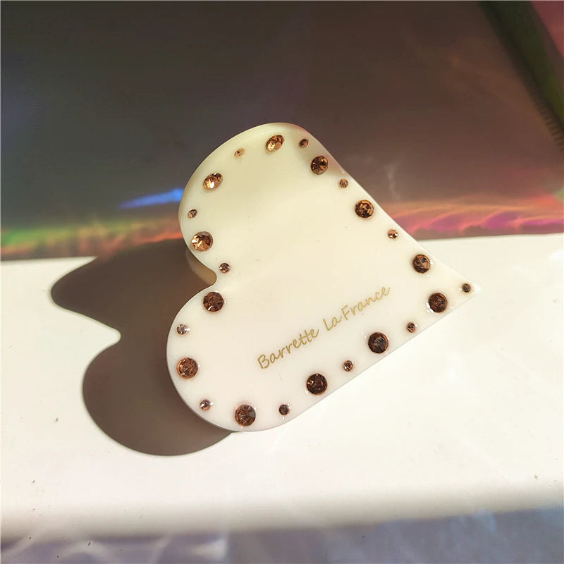Colorful Zircon Heart Hair Clip for Women Girls Retro Headwear
