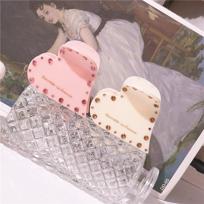 Colorful Zircon Heart Hair Clip for Women Girls Retro Headwear