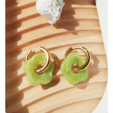 Resin Flower Hoop Earrings Women's Party Jewelry