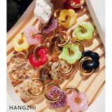 Resin Flower Hoop Earrings Women's Party Jewelry