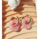 Resin Flower Hoop Earrings Women's Party Jewelry