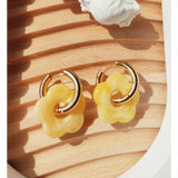 Resin Flower Hoop Earrings Women's Party Jewelry