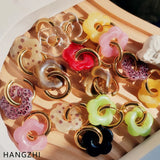 Resin Flower Hoop Earrings Women's Party Jewelry