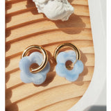 Resin Flower Hoop Earrings Women's Party Jewelry
