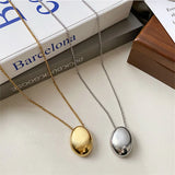 Oval Metal Necklace for Women Long Sweater Chain Charm Jewelry