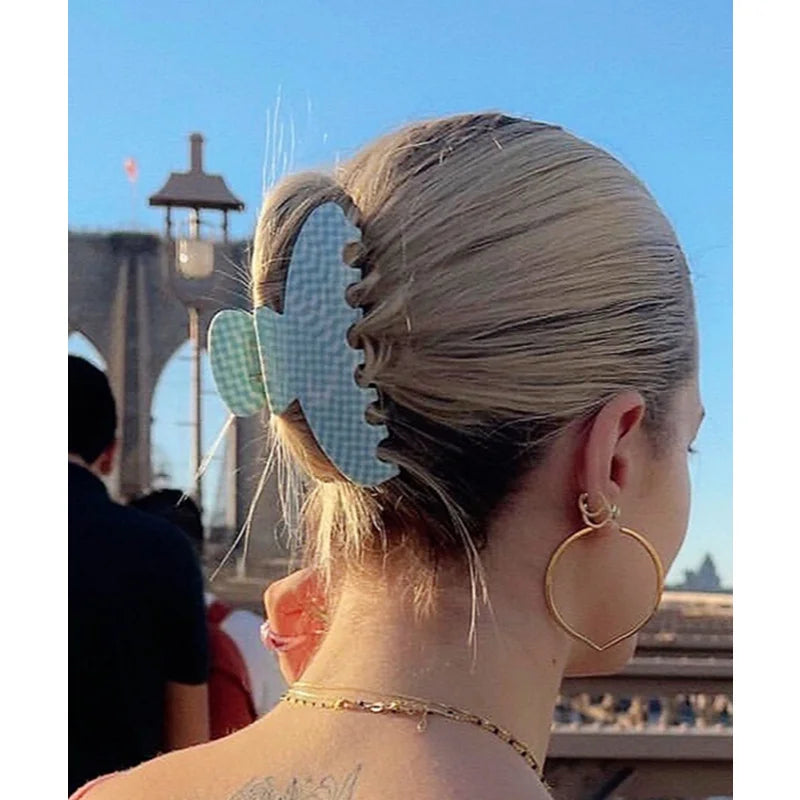 Acetate Grid Stripe Hair Clip Claw Bath Hairpin Hair Accessories