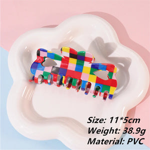 Rainbow Plaid Hair Clips for Women Girls Fall Party Headwear