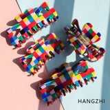 Rainbow Plaid Hair Clips for Women Girls Fall Party Headwear