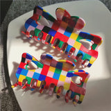 Rainbow Plaid Hair Clips for Women Girls Fall Party Headwear