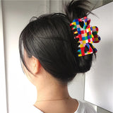 Rainbow Plaid Hair Clips for Women Girls Fall Party Headwear