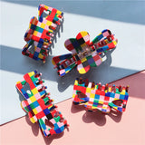 Rainbow Plaid Hair Clips for Women Girls Fall Party Headwear