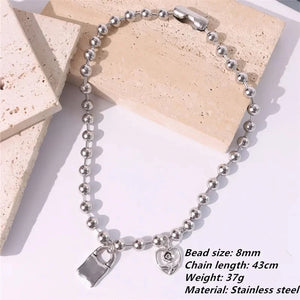 Metal Beaded Bracelet Drop Glaze Clock Mini Love Lock Robot Pendant Hand Accesso
