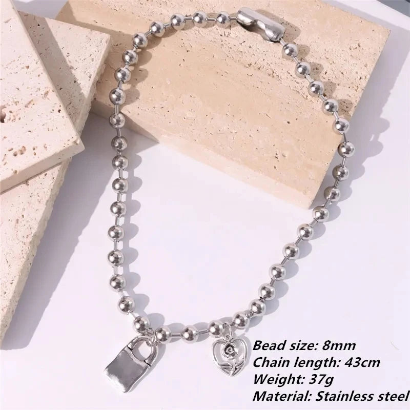 Metal Beaded Bracelet Drop Glaze Clock Mini Love Lock Robot Pendant Hand Accesso