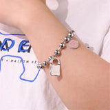 Metal Beaded Bracelet Drop Glaze Clock Mini Love Lock Robot Pendant Hand Accesso
