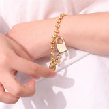 Metal Beaded Bracelet Drop Glaze Clock Mini Love Lock Robot Pendant Hand Accesso