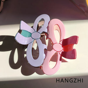 Colorful Bow Hair Clip Hollow Tie Ponytail Hair Claw for Women