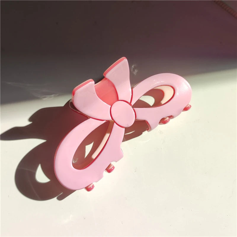Colorful Bow Hair Clip Hollow Tie Ponytail Hair Claw for Women