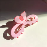 Colorful Bow Hair Clip Hollow Tie Ponytail Hair Claw for Women