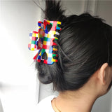 Retro Rainbow Plaid Hair Clips Heart Shark Hair Claws for Women Girls