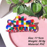 Retro Rainbow Plaid Hair Clips Heart Shark Hair Claws for Women Girls