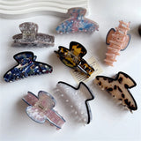 Summer Acetate Hair Clip Floral Stone Pattern Shark Claw
