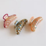 Summer Acetate Hair Clip Floral Stone Pattern Shark Claw
