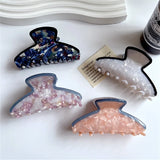 Summer Acetate Hair Clip Floral Stone Pattern Shark Claw