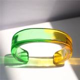 HANGZHI Summer Clear Wide Acrylic Resin Bracelet For Women Girls