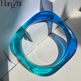 HANGZHI Summer Clear Wide Acrylic Resin Bracelet For Women Girls