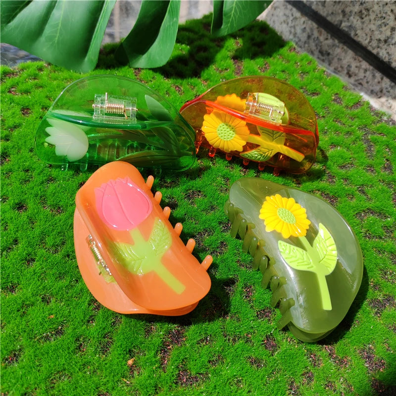 Vintage Flower Acetate Hair Clip Hair Claws For Women
