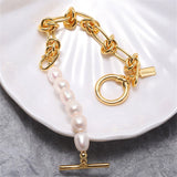 Vintage Baroque Pearl Metal Bracelets for Women Party Jewelry