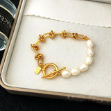 Vintage Baroque Pearl Metal Bracelets for Women Party Jewelry