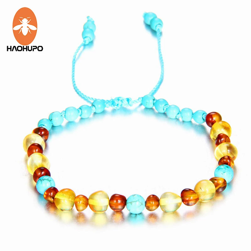 Amber Bracelet Anklet Teething Natural Jewelry for Women Ladies Girls