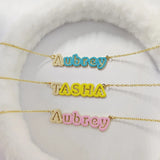 HAOHUPO Enamel Name Necklace Stainless Steel Enamel Necklace