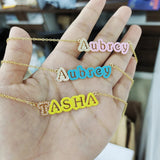 HAOHUPO Enamel Name Necklace Stainless Steel Enamel Necklace